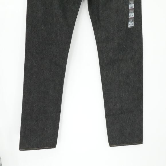 Levis 501 Jeans Mens 32x38 Raw Unwashed Denim Shrink-To-Fit Button Fly Straight - Picture 7 of 16